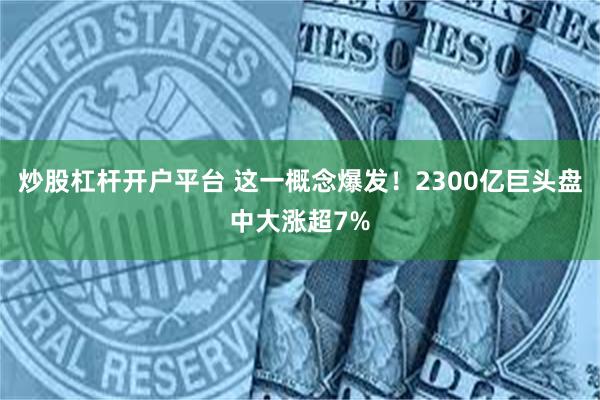 炒股杠杆开户平台 这一概念爆发！2300亿巨头盘中大涨超7%