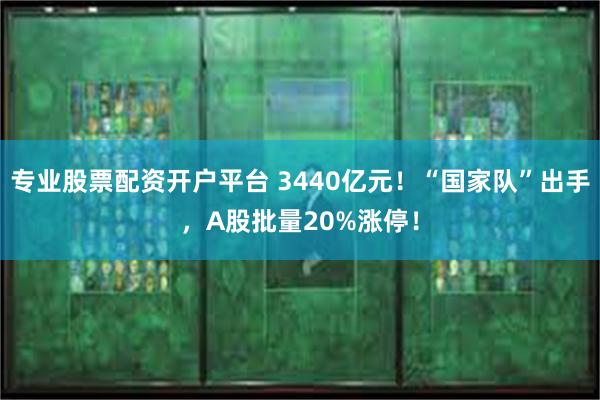 专业股票配资开户平台 3440亿元！“国家队”出手，A股批量20%涨停！