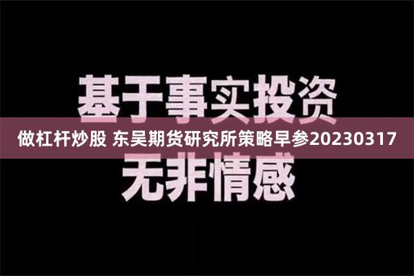 做杠杆炒股 东吴期货研究所策略早参20230317