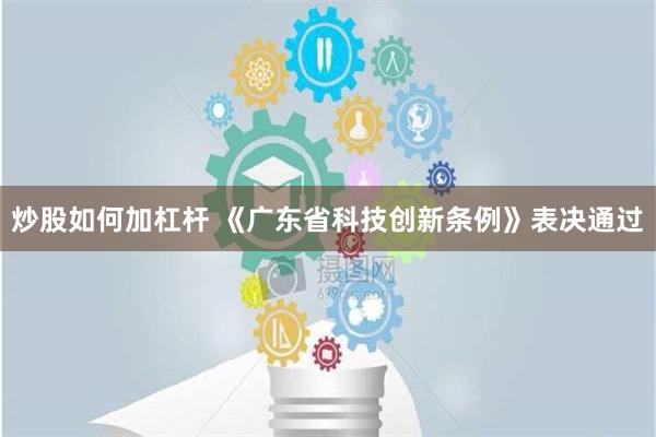 炒股如何加杠杆 《广东省科技创新条例》表决通过