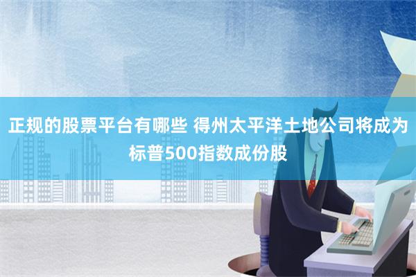 正规的股票平台有哪些 得州太平洋土地公司将成为标普500指数成份股